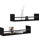 VidaXL Wandschappen met stangen 2 st 60x16x14 cm zwart