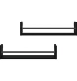 VidaXL Wandschappen met stangen 2 st 60x16x14 cm zwart