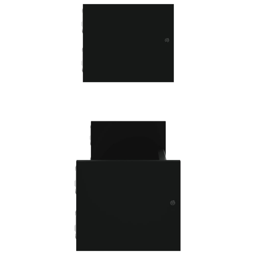 VidaXL Wandschappen met stangen 2 st 60x16x14 cm zwart