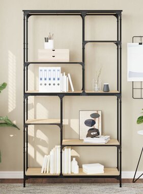 VidaXL Boekenrek 99x35,5x176 cm bewerkt hout en staal sonoma eiken