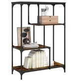 VidaXL Boekenrek 81x36x115 cm bewerkt hout en staal gerookt eikenkleur