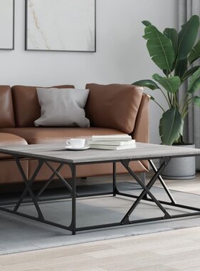 VidaXL Salontafel 100x100x40 cm bewerkt hout grijs sonoma eikenkleurig