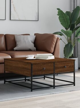 VidaXL Salontafel 80x80x40 cm bewerkt hout bruin eikenkleur