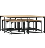 VidaXL 5-delige Tafeltjesset bewerkt hout sonoma eikenkleurig