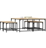 VidaXL 5-delige Tafeltjesset bewerkt hout sonoma eikenkleurig