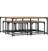 VidaXL 5-delige Tafeltjesset bewerkt hout sonoma eikenkleurig