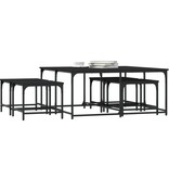 VidaXL 5-delige Tafeltjesset bewerkt hout zwart