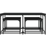 VidaXL 5-delige Tafeltjesset bewerkt hout zwart