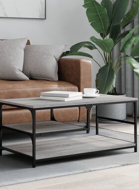 VidaXL Salontafel 90x49x40 cm bewerkt hout grijs sonoma eikenkleurig