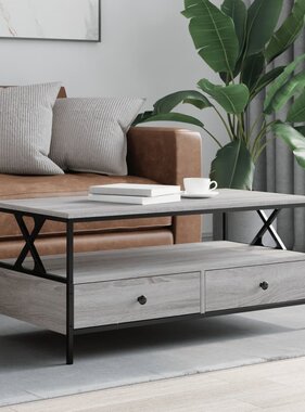 VidaXL Salontafel 100x51x45 cm bewerkt hout grijs sonoma eiken