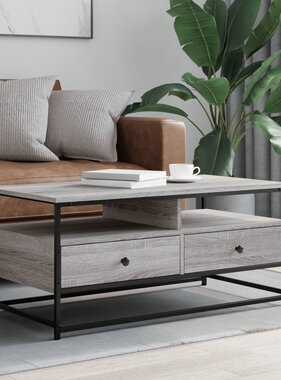 VidaXL Salontafel 100x51x45 cm bewerkt hout grijs sonoma