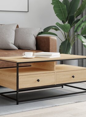 VidaXL Salontafel 100x51x45 cm bewerkt hout sonoma eikenkleurig