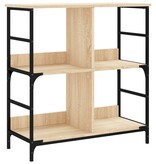 VidaXL Boekenrek 78,5x33x82 cm bewerkt hout en ijzer sonoma eikenkleur