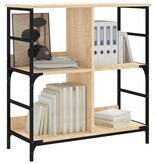 VidaXL Boekenrek 78,5x33x82 cm bewerkt hout en ijzer sonoma eikenkleur