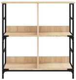 VidaXL Boekenrek 78,5x33x82 cm bewerkt hout en ijzer sonoma eikenkleur