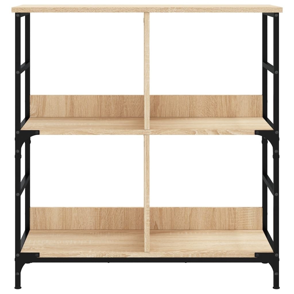 VidaXL Boekenrek 78,5x33x82 cm bewerkt hout en ijzer sonoma eikenkleur