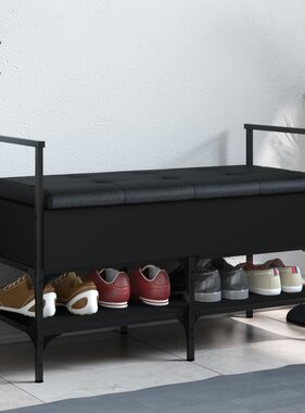 VidaXL Schoenenbank 85,5x42x57,5 cm bewerkt hout zwart