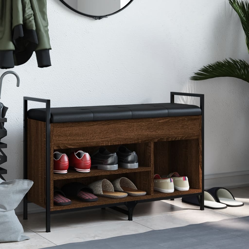 VidaXL Schoenenbank 85,5x32x57,5 cm bewerkt hout bruin eikenkleur