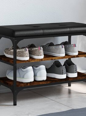 VidaXL Schoenenbank 62x32x47 cm bewerkt hout gerookt eikenkleurig