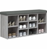 VidaXL Schoenenbank 102x32x50 cm bewerkt hout grijs sonoma eikenkleur