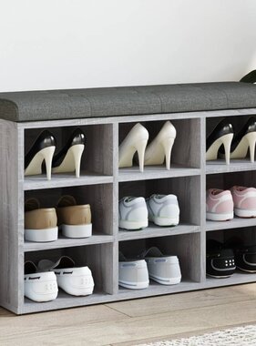 VidaXL Schoenenbank 82x32x50 cm bewerkt hout grijs sonoma eikenkleurig
