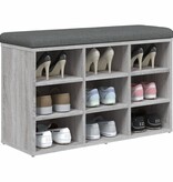 VidaXL Schoenenbank 82x32x50 cm bewerkt hout grijs sonoma eikenkleurig