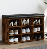 VidaXL Schoenenbank 82x32x50 cm bewerkt hout gerookt eikenkleurig