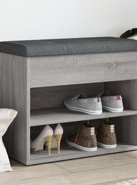 VidaXL Schoenenbankje 62x32x50 cm bewerkt hout grijs sonoma