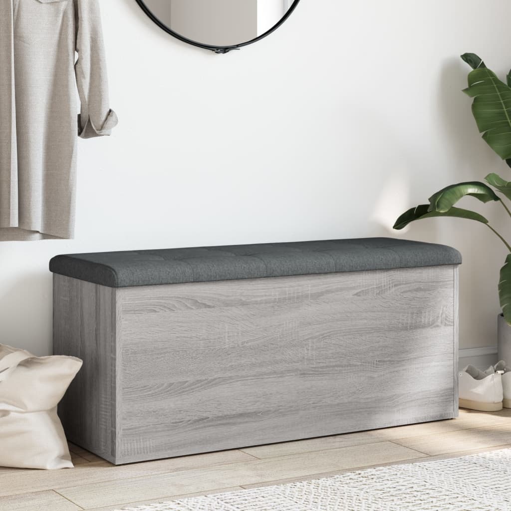 VidaXL Opbergbankje 102x42x45 cm bewerkt hout grijs sonoma eikenkleur