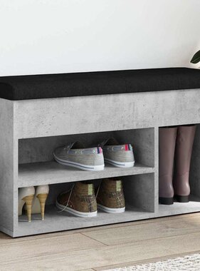 VidaXL Schoenenbank 82x32x45,5 cm bewerkt hout betongrijs