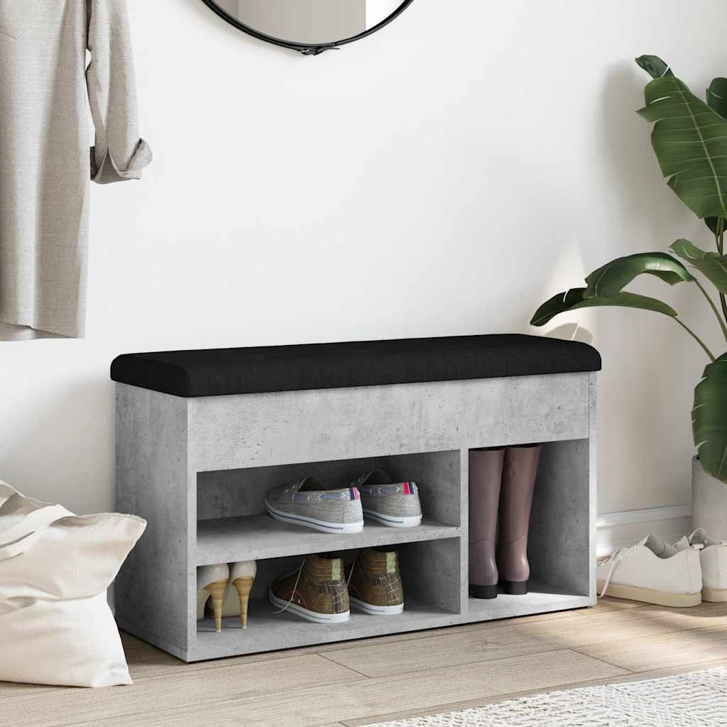 VidaXL Schoenenbank 82x32x45,5 cm bewerkt hout betongrijs