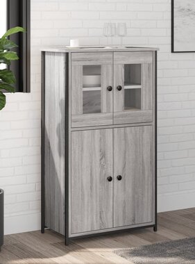 VidaXL Hoge kast 62x32x106,5 cm bewerkt hout grijs sonoma