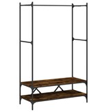 VidaXL Kledingrek met schappen bewerkt hout gerookt eikenkleurig