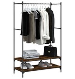 VidaXL Kledingrek met schappen bewerkt hout gerookt eikenkleurig