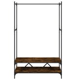 VidaXL Kledingrek met schappen bewerkt hout gerookt eikenkleurig