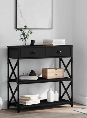 VidaXL Wandtafel 75x28x75 cm bewerkt hout zwart