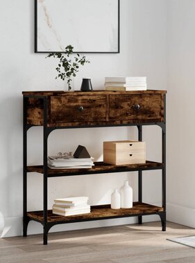 VidaXL Wandtafel 72,5x25x75 cm bewerkt hout gerookt eikenkleurig