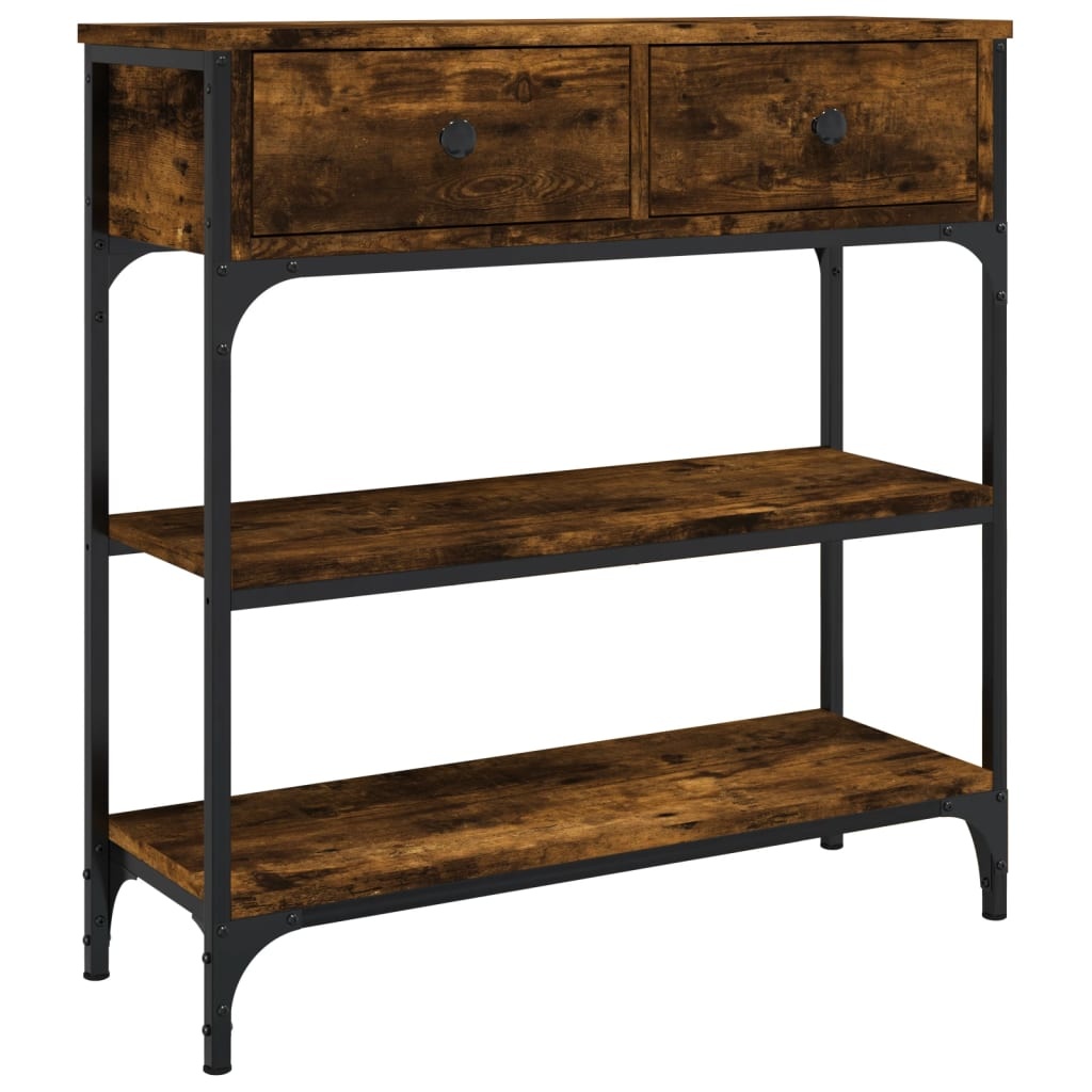 VidaXL Wandtafel 72,5x25x75 cm bewerkt hout gerookt eikenkleurig