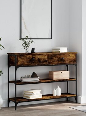 VidaXL Wandtafel 100x25x75 cm bewerkt hout gerookt eikenkleurig