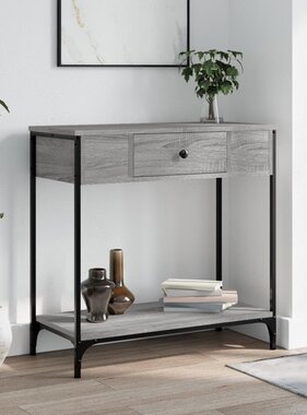 VidaXL Wandtafel 75x34,5x75 cm bewerkt hout grijs sonoma eikenkleurig