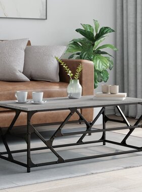 VidaXL Salontafel 100x50x40 cm bewerkt hout grijs sonoma eikenkleurig