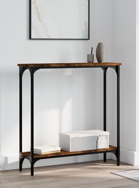 VidaXL Wandtafel 75x22,5x75 cm bewerkt hout gerookt eikenkleurig