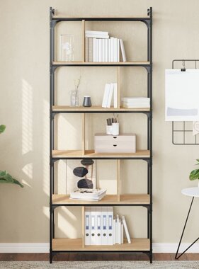 VidaXL Boekenkast 6-laags 76x32x192 cm bewerkt hout sonoma eikenkleur