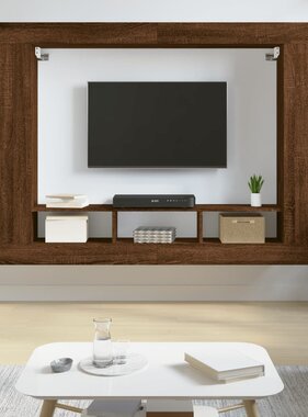 VidaXL Tv-meubel 152x22x113 cm bewerkt hout bruin eikenkleur