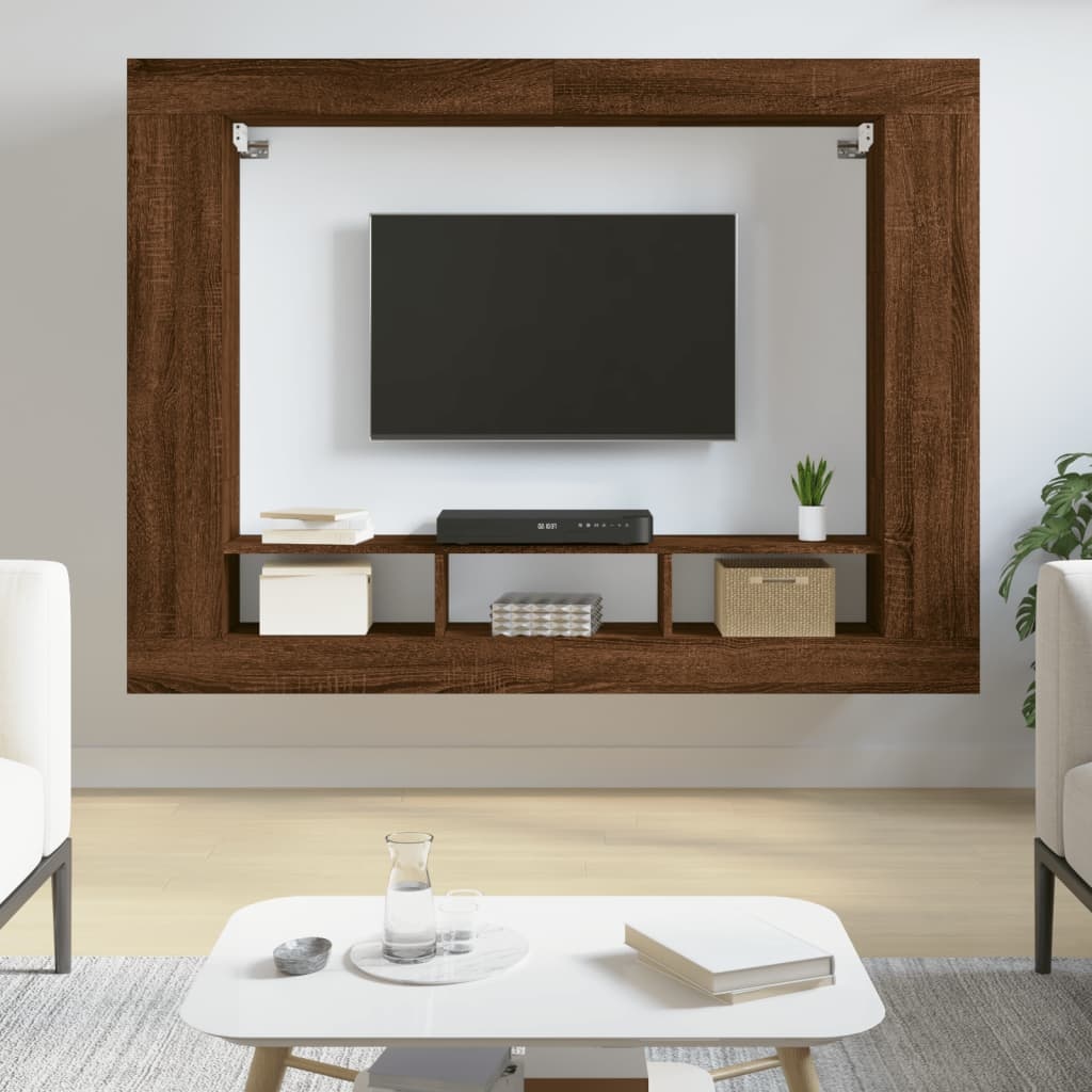 VidaXL Tv-meubel 152x22x113 cm bewerkt hout bruin eikenkleur