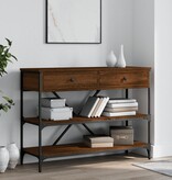 VidaXL Wandtafel met lades en schappen bewerkt hout bruin eikenkleur