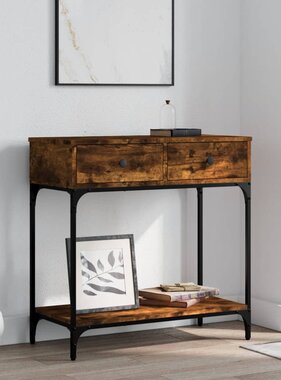 VidaXL Wandtafel 75x34,5x75 cm bewerkt hout gerookt eikenkleurig