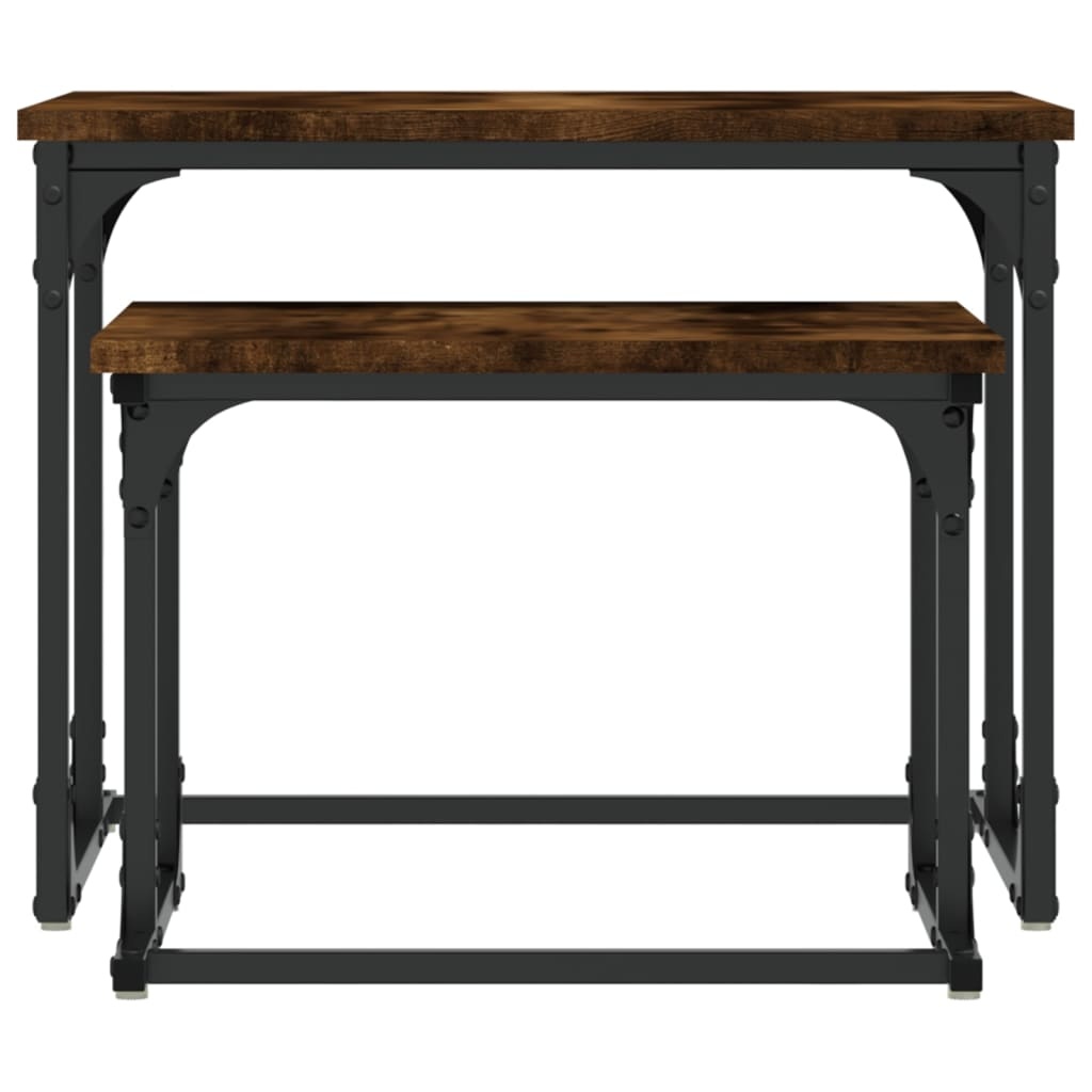 VidaXL 2-delige Tafeltjesset bewerkt hout gerookt eikenkleurig