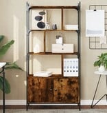 VidaXL Boekenkast met deuren 76,5x30x154,5 cm hout gerookt eikenkleur