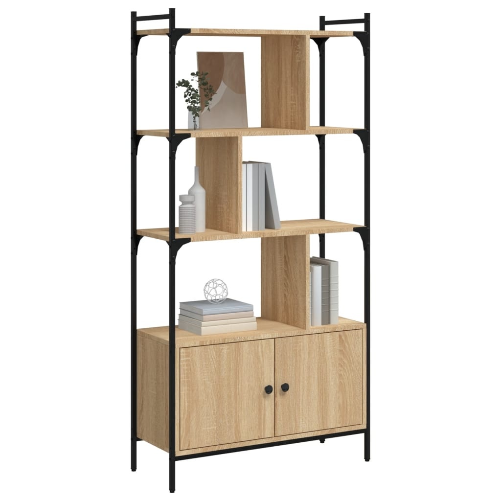 VidaXL Boekenkast met deuren 76,5x30x154,5 cm hout sonoma eikenkleurig